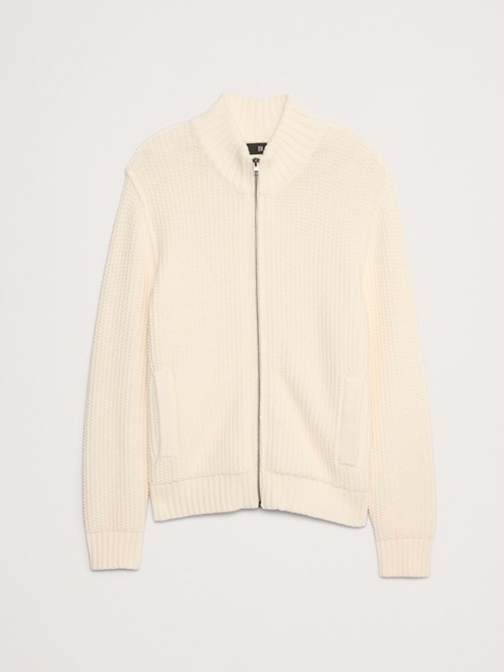 Banana Republic Cream Zip-Up Knit Sweater Bomber